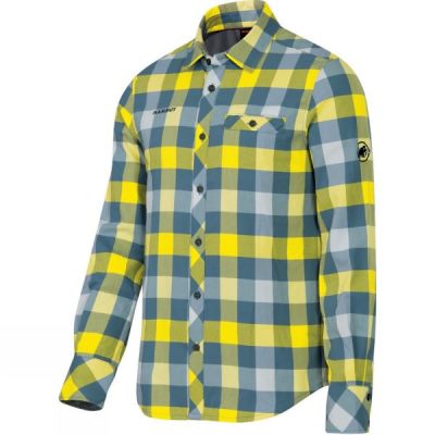 Camisa Mammut Belluno Winter Manga Larga Hombre - Amarillo / Azules - Chile VDI843520